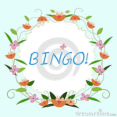 Sign displaying Bingo. Business showcase game of chance in which each player matches numbers printed Stock Photo