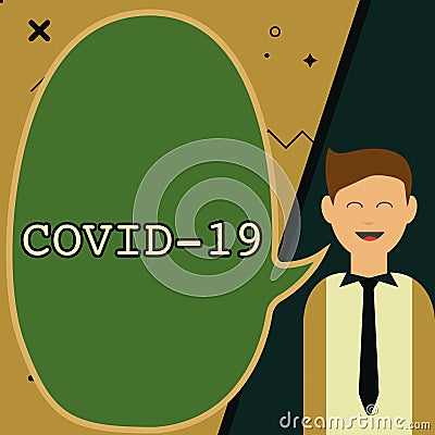 Hand writing sign Covid19. Word Written on mild to severe respiratory illness that is caused by a coronavirus Stock Photo