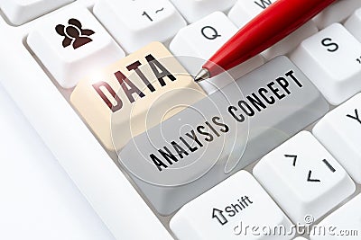 Hand writing sign Data Analysis Concept. Business idea evaluating data using analytical and logical reasoning Stock Photo