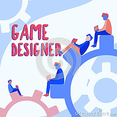 Hand writing sign Game Designer. Conceptual photo Campaigner Pixel Scripting Programmers Consoles 3D Graphics Four Stock Photo