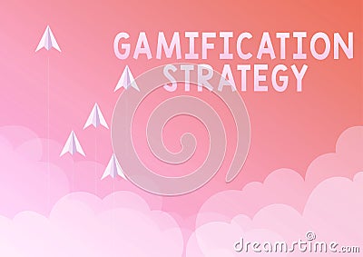 Hand writing sign Gamification Strategy. Business concept use Rewards for Motivation Integrate Game Mechanics Stock Photo