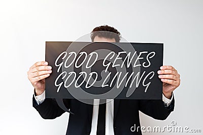 Handwriting text Good Genes Good Living. Internet Concept Inherited Genetic results in Longevity Healthy Life Stock Photo