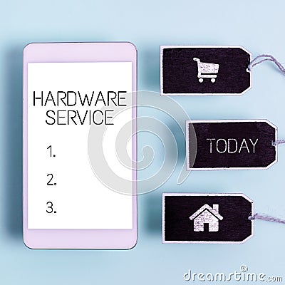 Hand writing sign Hardware Service. Business overview reimburse the insured for expenses incurred from illness Tablet Stock Photo