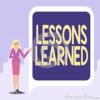 Inspiration showing sign Lessons Learned. Word for Promote share and use knowledge derived from experience Displaying Stock Photo
