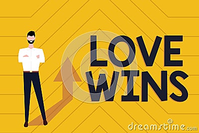 Hand writing sign Love Wins. Business overview used to celebrate or commemorate the victory of marriage equality Stock Photo