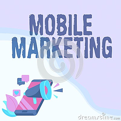 Hand writing sign Mobile Marketing. Business overview technique focused reaching audience on their smart device Phone Stock Photo