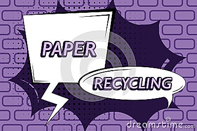 Conceptual display Paper RecyclingUsing the waste papers in a new way by recycling them. Concept meaning Using the waste Stock Photo