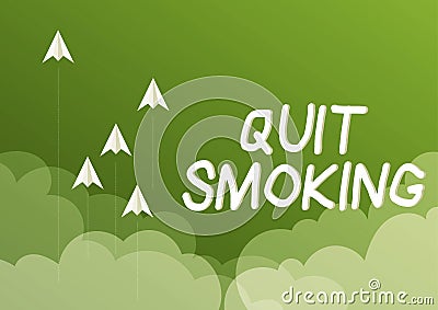 Hand writing sign Quit Smoking. Word Written on Discontinuing or stopping the use of tobacco addiction Stock Photo