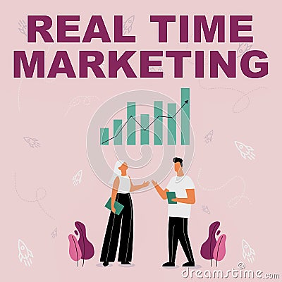 Hand writing sign Real Time Marketing. Business overview business strategy focused on current trends and customer Stock Photo