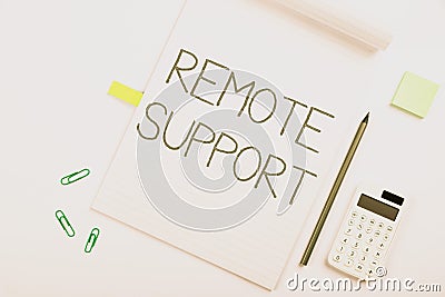 Hand writing sign Remote Support. Business approach help endusers to solve computer problems and issues remotely Stock Photo