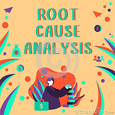 Hand writing sign Root Cause Analysis. Word for Method of Problem Solving Identify Fault or Problem Stock Photo