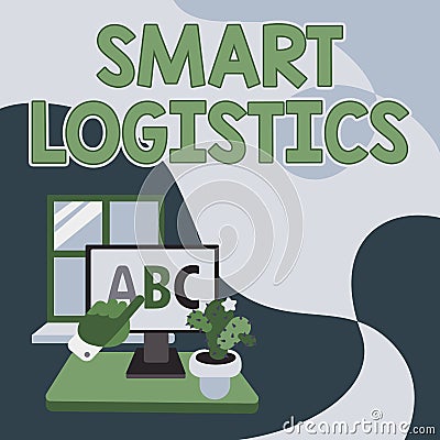 Hand writing sign Smart Logistics. Business showcase integration of intelligent technology in logistics system Hand Stock Photo