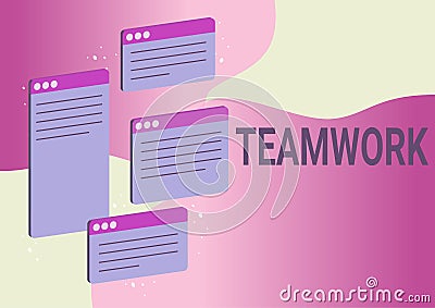 Writing displaying text Teamwork. Conceptual photo Group of showing who work together as one and with the same aim Chat Stock Photo