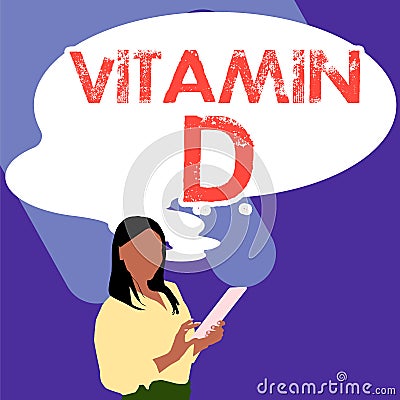 Writing displaying text Vitamin D. Business idea Nutrient responsible for increasing intestinal absorption Stock Photo