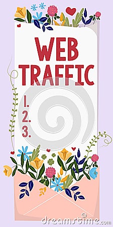 Conceptual caption Web Traffic. Business concept amount of web users and attempted visit measured of a website Stock Photo