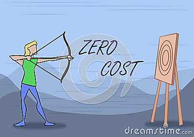 Hand writing sign Zero Cost. Business concept business decision that does not entail any expense to execute Lady Archer Stock Photo