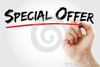 Hand writing Special Offer with marker, business concept background Stock Photo