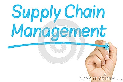 Hand Writing Supply Chain Management Whiteboard Stock Photo