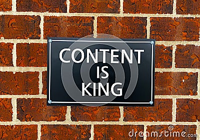 Hand writing text caption inspiration showing Content Is King concept meaning Business Marketing Online Media written on old annou Stock Photo