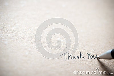 Hand writing thank you note Stock Photo