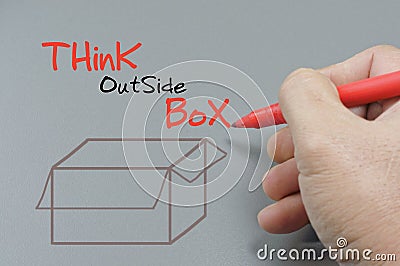 Hand Writing Think Outside Box - Business Concept Stock Photo