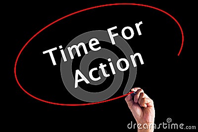 Hand Writing Time For Action Stock Photo