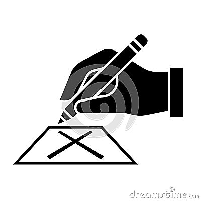 Hand writing to vote cross on card icon sign vector design Vector Illustration