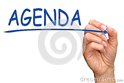 Hand writing word agenda Stock Photo