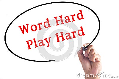 Hand writing Word Hard Play transparent board Stock Photo