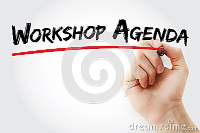 Hand writing Workshop Agenda with marker, concept background Stock Photo