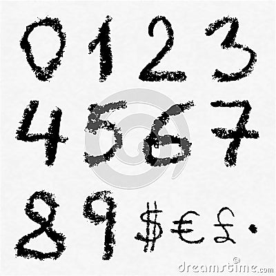 Hand written charcoal numbers Vector Illustration