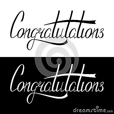 Hand written congratulation lettering Vector Illustration