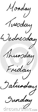 Hand Written Days of the Week Illustration Vector Illustration