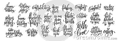 Hand written lettering to birthday party Vector Illustration