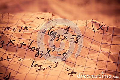 Hand written mathematical formulas Stock Photo