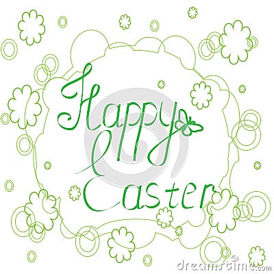 Hand-written text of Happy Easter Vector Illustration