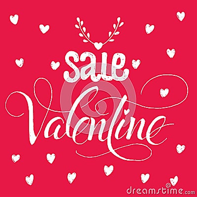 Hand-written Valentine sale template Vector Illustration