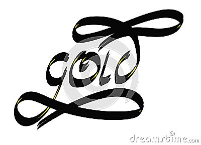 Hand-written word gold author`s font on a white background in black letters interspersed with yellow. Vector Illustration