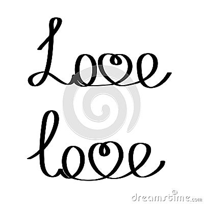 Hand writting word love lettering on white for your design, stock vector illustration Vector Illustration