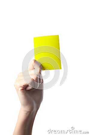 Hand yellow card Stock Photo