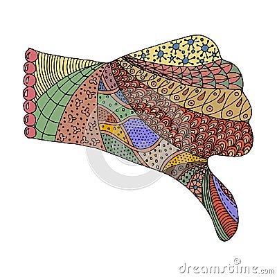 Hand zentangle and zendoodle vector. Arm zenart. Fist zen doodle and zen tangle. Thumb down coloring book for adult. Unlike. Vector Illustration