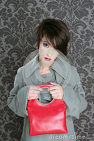 Handbag red retro woman vintage fashion Stock Photo