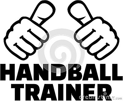Handball coach german with thumbs. T-Shirt design. Vector Illustration