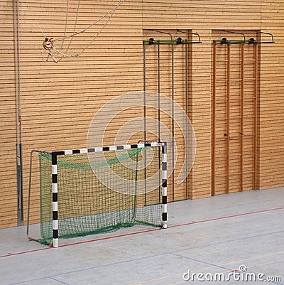 Handball goal in gym Stock Photo