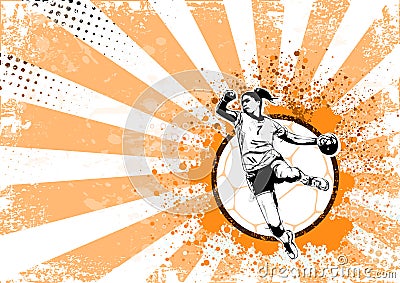 Handball retro poster background Vector Illustration