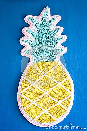 Handcraft cute pineapple made from fabric Stock Photo