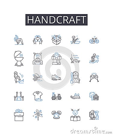 Handcraft line icons collection. Artisanal, Bespoke, Hand-made, Man-made, Home-baked, Tailor-made, Artistic vector and Vector Illustration