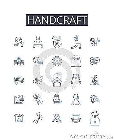 Handcraft line icons collection. Artisanal, Bespoke, Hand-made, Man-made, Home-baked, Tailor-made, Artistic vector and Vector Illustration