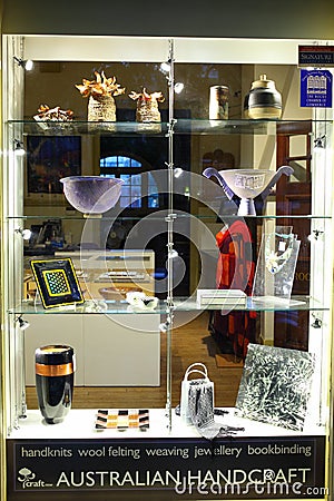 Australian Handcraft store window display Editorial Stock Photo