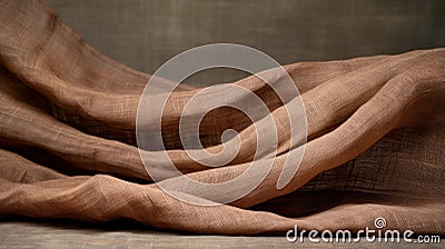 Handcrafted Beauty: Medium Brown Ramie Cloth With Gossamer Folds Stock Photo